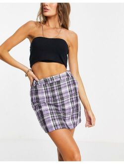 mini skirt in lilac plaid