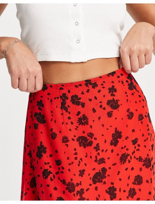 Wednesday's Girl Valentine midi skirt in red black floral