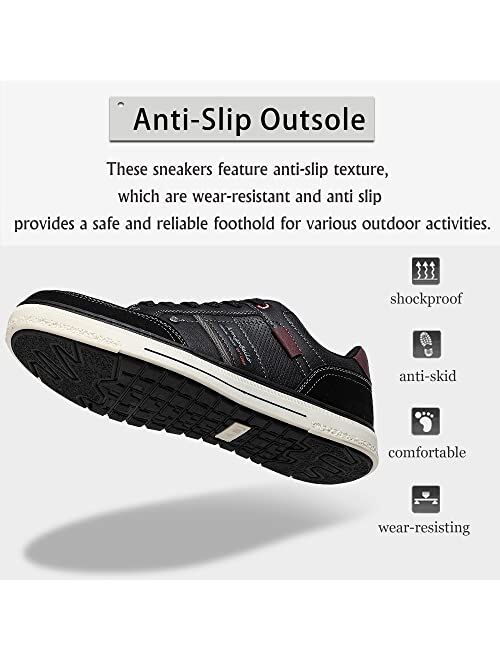 Astero Astero ASTERO Men’s Fashion Sneakers Casual Shoes Anti-Slip Low Top Lace Up Classic Walking Shoes