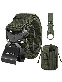 Jumbofit Tactical Belt for Men and Women, Military Work Belt Nylon with Quick-Release Buckle, Gift with Molle Pouch & Clip