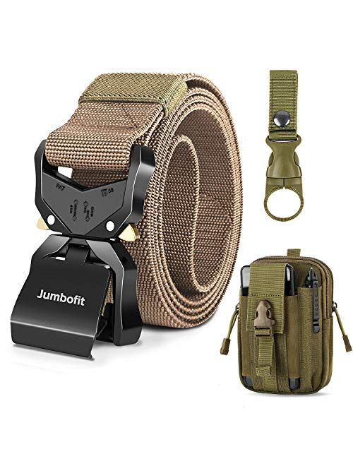 Jumbofit Tactical Belt for Men and Women, Military Work Belt Nylon with Quick-Release Buckle, Gift with Molle Pouch & Clip