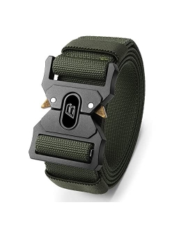 Bestkee Tactical Belt, Military Belt Rigger 1.5 Inches Nylon Webbing Belt with Heavy Duty Buckle, Gift with Molle Pouch & Hook