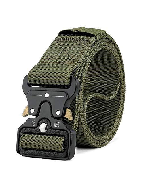 MOZETO Men's Tactical Belt, Black Utility Work Nylon Gun Belts for Men Concealed Carry with Heavy Duty Quick-Release Buckle