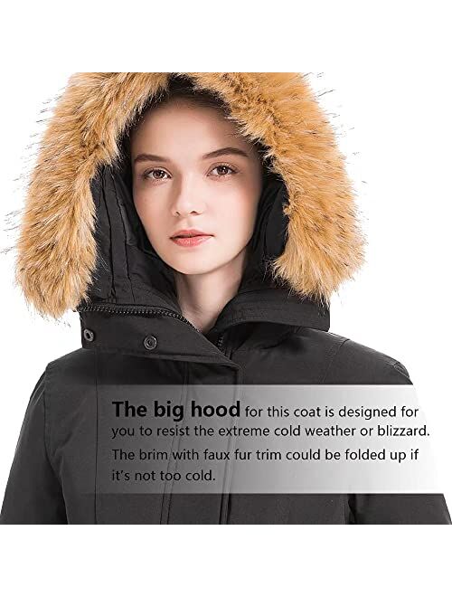 valuker Women's Waterproof Thickened Down Parka Coat with Royal Fur 90% Down Coat