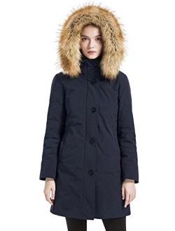 Women's Waterproof Thickened Down Parka Coat With Fur 90% Down Coat