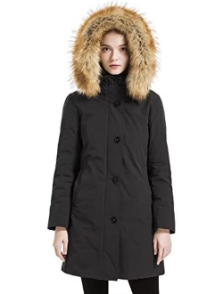 Women's Waterproof Thickened Down Parka Coat With Fur 90% Down Coat