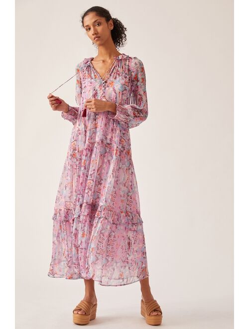 Anthropologie Women Valentine Floral Tiered Maxi Dress