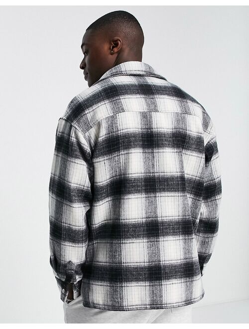 Jack & Jones Originals wool mix brushed overshirt in gray check