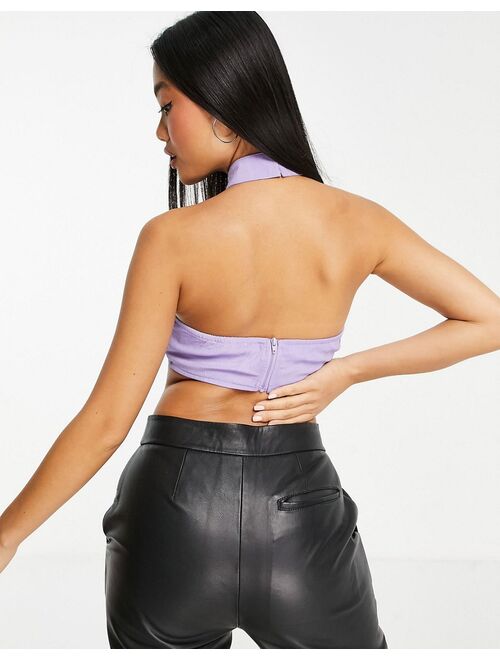 Missguided Valentines Petite halter neck top in lilac - part of a set