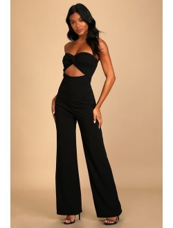 All That She Wants Pink StraplessValentine Cutout Straight Leg Jumpsuit