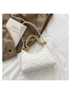 TIANBEIL Embossed Handbags PU Leather Chain Shoulder Bag Texture Shopping Bag Zipper Embossed Underarm Bag (Color : D, Size : 24.5x6.5x18cm)