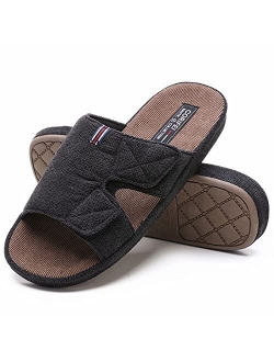 CORIFEI Men's Adjustable Wrap House Slide Slippers with Arch Support, Slip-on Cross Brand Open Toe Anti-Slip Comfy Indoor Outdoor