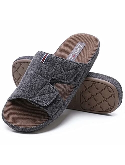 CORIFEI Men's Adjustable Wrap House Slide Slippers with Arch Support, Slip-on Cross Brand Open Toe Anti-Slip Comfy Indoor Outdoor