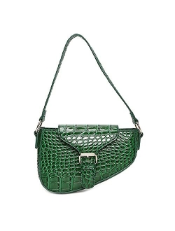 Jellyea Small Shoulder Bag Classic Clutch Croc Purse Shoulder Tote Handbag with Zipper Closure