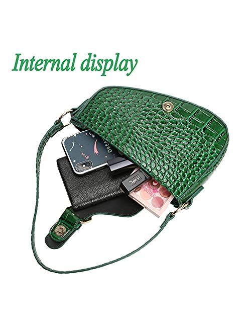 Jellyea Small Shoulder Bag Classic Clutch Croc Purse Shoulder Tote Handbag with Zipper Closure