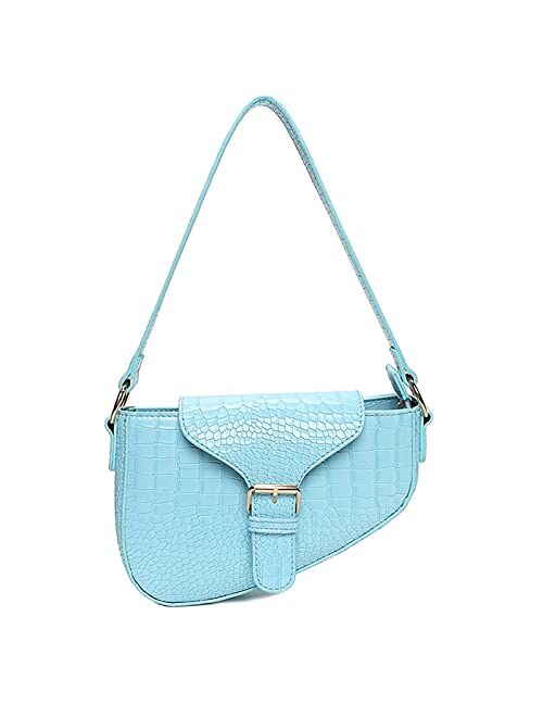 Jellyea Small Shoulder Bag Classic Clutch Croc Purse Shoulder Tote Handbag with Zipper Closure