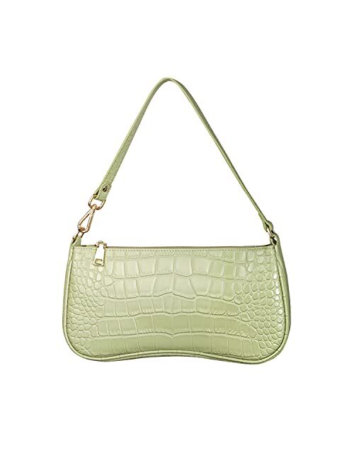 S.Leaf Retro Shoulder Bag Soft Crocodile Vegan Leather Handbags for Women Clutch Purse Designer Handbags for Women