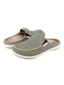 Gecko Man Men's Slippers with Arch Support, Indoor & Outdoor House Slippers, Non-Slip Men's Canvas Slide Slippers