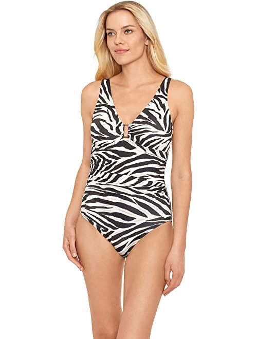 Polo Ralph Lauren LAUREN Ralph Lauren Zebra Ring Over-the-Shoulder One-Piece