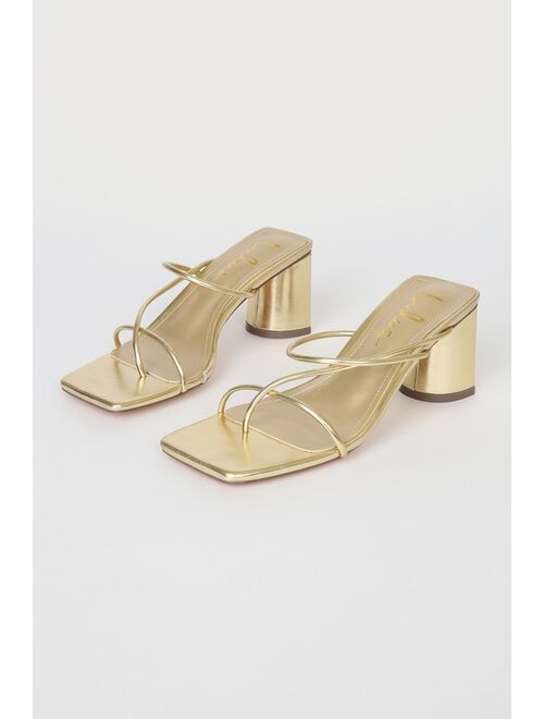 Lulus Jocelynn Gold Strappy Valentine High Heel Sandals