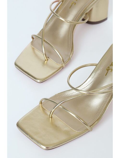 Lulus Jocelynn Gold Strappy Valentine High Heel Sandals