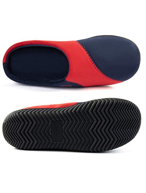 RockDove Men's Baseball Stitch Memory Foam Arch Support Slipper