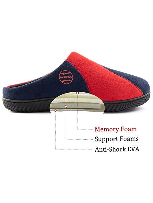 RockDove Men's Baseball Stitch Memory Foam Arch Support Slipper