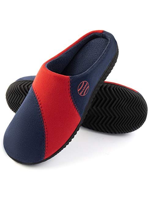 RockDove Men's Baseball Stitch Memory Foam Arch Support Slipper