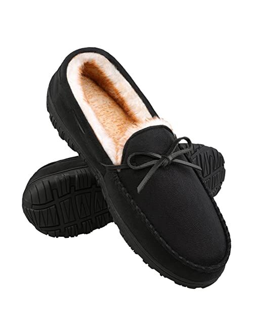 HOMEHOT House Slippers for Men Bedroom Slippers Lightweight Anti Slip Rubber Sole Outdoor Slippers Shoes with Arch Support Memory Foam Beige