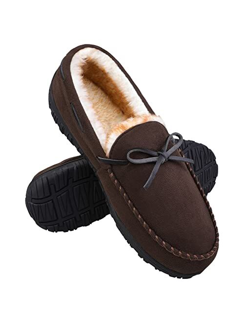 HOMEHOT House Slippers for Men Bedroom Slippers Lightweight Anti Slip Rubber Sole Outdoor Slippers Shoes with Arch Support Memory Foam Beige