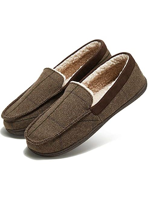 Project Titan Mens Moccasin Slippers Cozy Slip-on House Slipper with Arch Support and Fleece Lining Warm Breathable Slippers Indoor Outdoor for Men Size 8 to 13