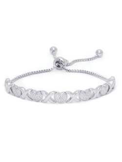 Macy's Valentine Diamond Accent Heart  X Link Bracelet in Silver Plate