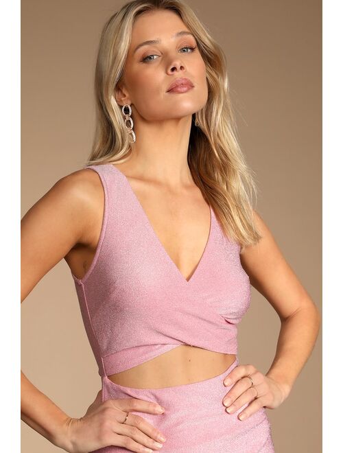 Lulus Dressed the Best Pink Valentine Sparkly Cutout Bodycon Mini Dress