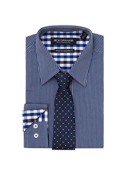 Men's Valentine Nick Graham Everywhere Modern-Fit Stretch Dress Shirt & Tie Set