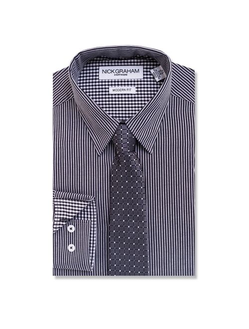 Men's Valentine Nick Graham Everywhere Modern-Fit Stretch Dress Shirt & Tie Set