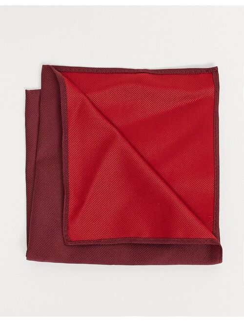 ASOS DESIGN satin slim tie & pocket square in burgundy