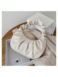 TIANBEIL Summer Pleated Handlebags for Women PU Cloud Bags Leisure Armpit Bag Shopping Shoulder Bags Dumpling Handbag Female (Color : A, Size : 26x7x17cm)