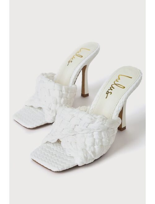 Lulus Oswaldo Valentine White Raffia High Heel Sandals