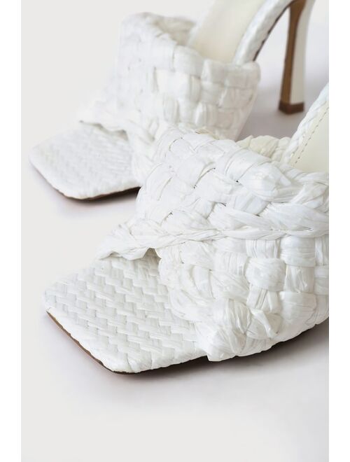 Lulus Oswaldo Valentine White Raffia High Heel Sandals