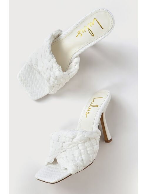 Lulus Oswaldo Valentine White Raffia High Heel Sandals