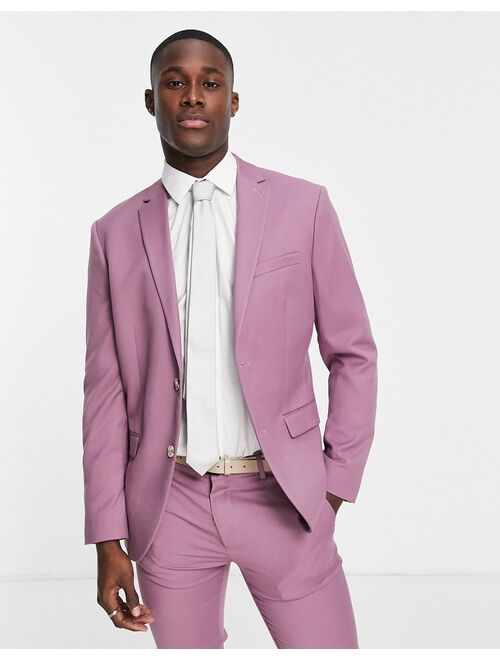 Topman valentine skinny suit jacket in purple