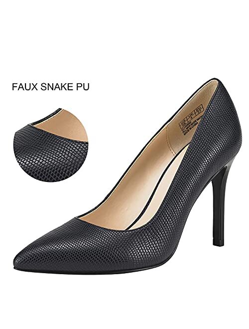 JENN ARDOR Women’s High Heel Slip on Pumps Pointed Toe Classic Fashion 4inch Party Stiletto Heels Dress Office Shoes