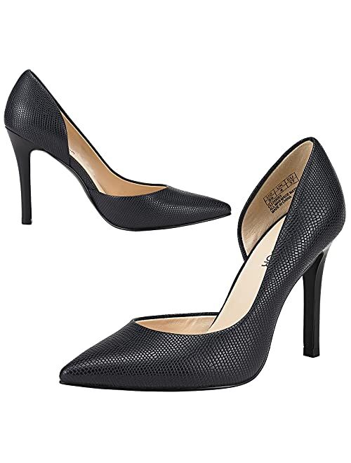 JENN ARDOR Women’s High Heel Slip on Pumps Pointed Toe Classic Fashion 4inch Party Stiletto Heels Dress Office Shoes