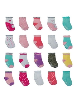 Little Me 20-Pack Newborn Baby Infant & Toddler Girls Socks, 0-12/12-24 Months, Assorted Size Pack