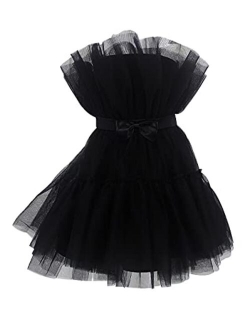 WDBFY Women's Sexy Tulle Short Homecoming Dresses Mini Puffy Cocktail Prom Gowns Tutu Dresses