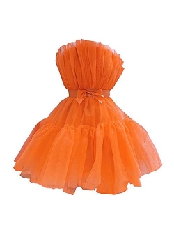 WDBFY Women's Sexy Tulle Short Homecoming Dresses Mini Puffy Cocktail Prom Gowns Tutu Dresses