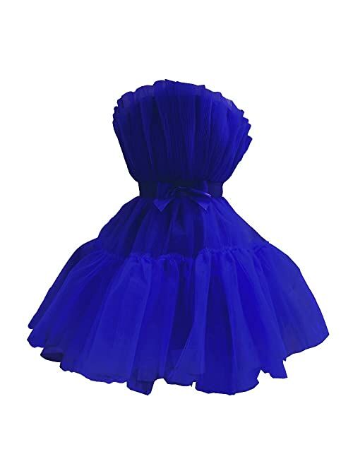 WDBFY Women's Sexy Tulle Short Homecoming Dresses Mini Puffy Cocktail Prom Gowns Tutu Dresses