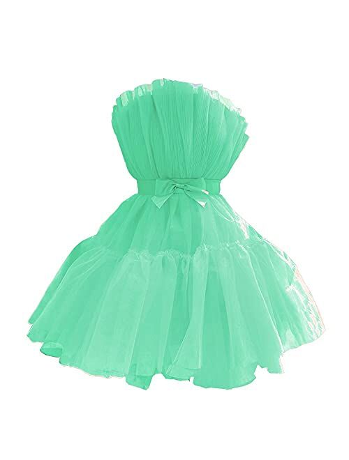 WDBFY Women's Sexy Tulle Short Homecoming Dresses Mini Puffy Cocktail Prom Gowns Tutu Dresses