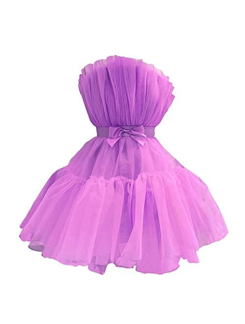 WDBFY Women's Sexy Tulle Short Homecoming Dresses Mini Puffy Cocktail Prom Gowns Tutu Dresses