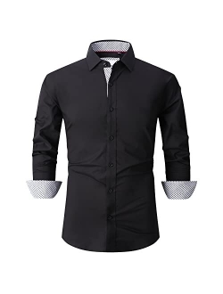 SAMERM Valentine Mens Dress Shirt Regular Fit Long Sleeve Button Down Shirts for Men(S-2XL)